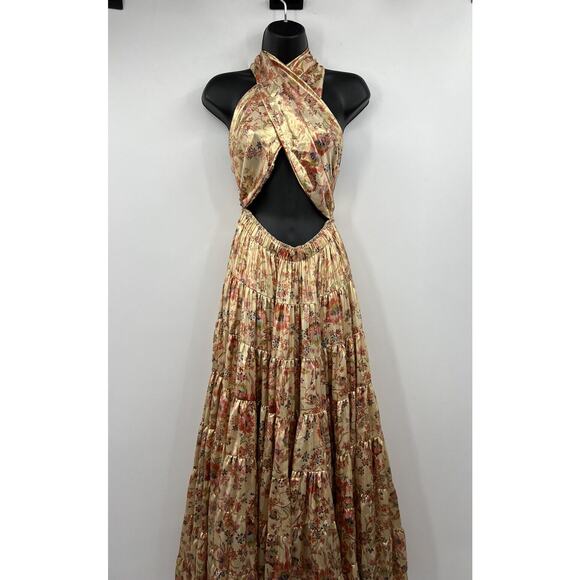 Free People Floral Midi Dress - Peach and Red - Picture 3 of 9